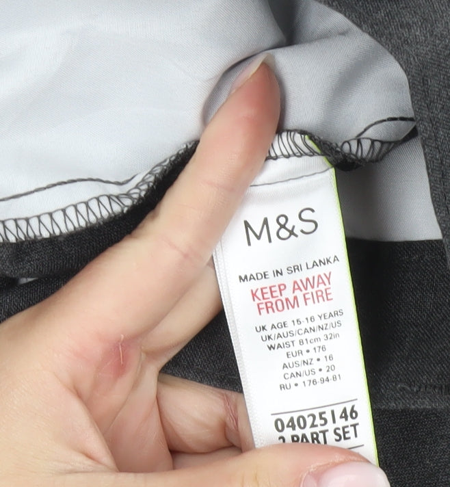 Marks and Spencer Boys Grey 16 Years Regular Fit Dress School Trousers