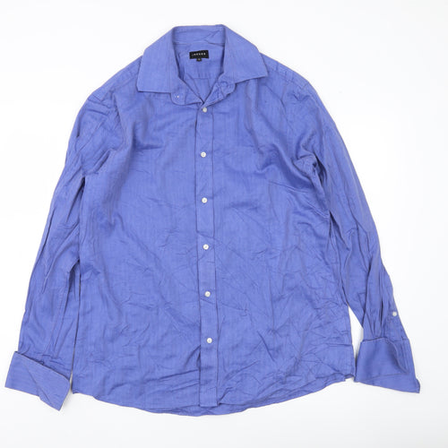 Jaeger Men’s Blue Cotton Long Sleeve Button-Up Shirt Size 16