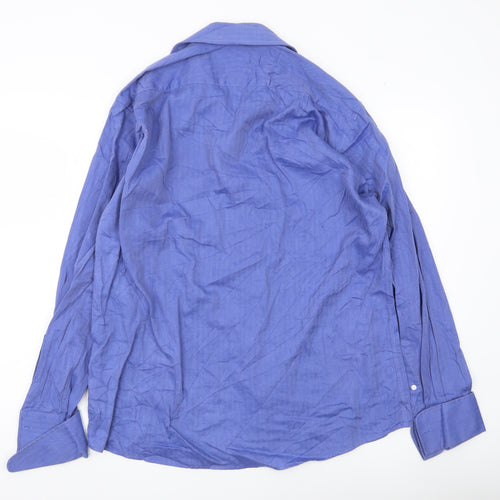 Jaeger Men’s Blue Cotton Long Sleeve Button-Up Shirt Size 16