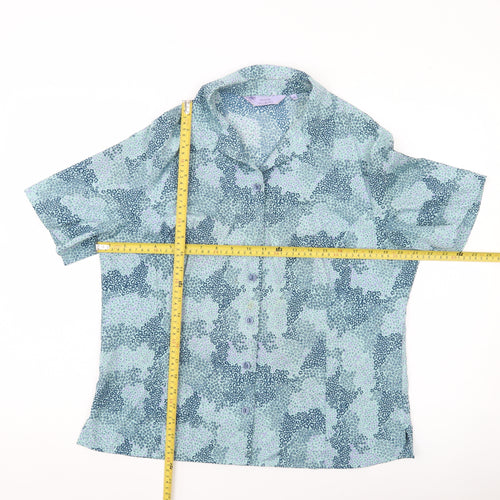 Honor Millburn Women’s Blue Floral Short Sleeve Button-Up Shirt Size 14