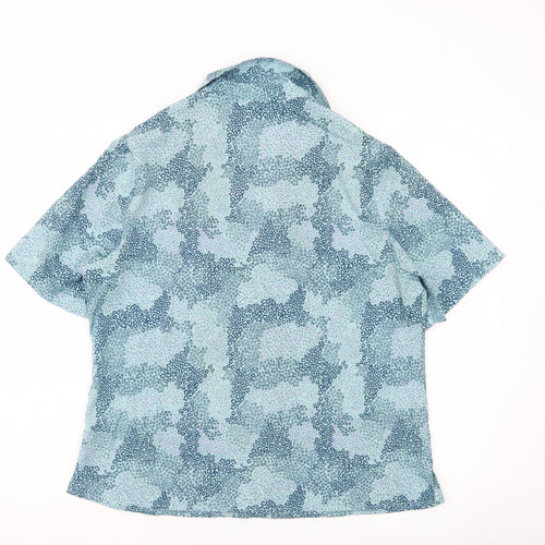 Honor Millburn Women’s Blue Floral Short Sleeve Button-Up Shirt Size 14
