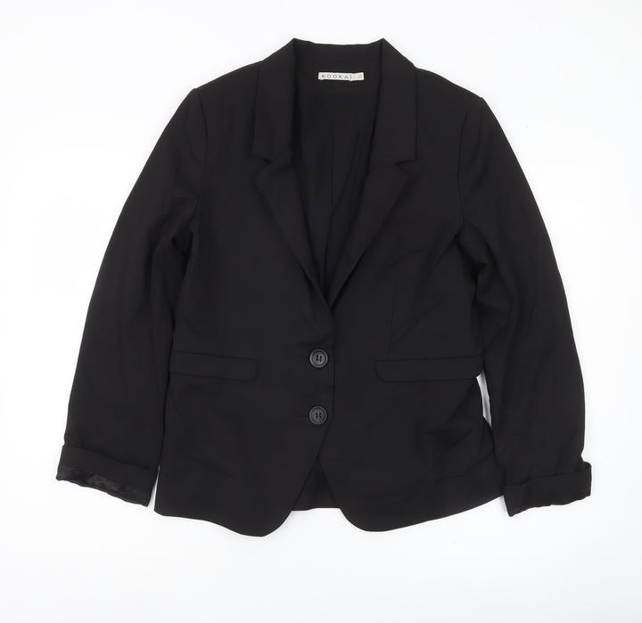 Kookai Womens Black Size 12 Classic Blazer Jacket Workwear