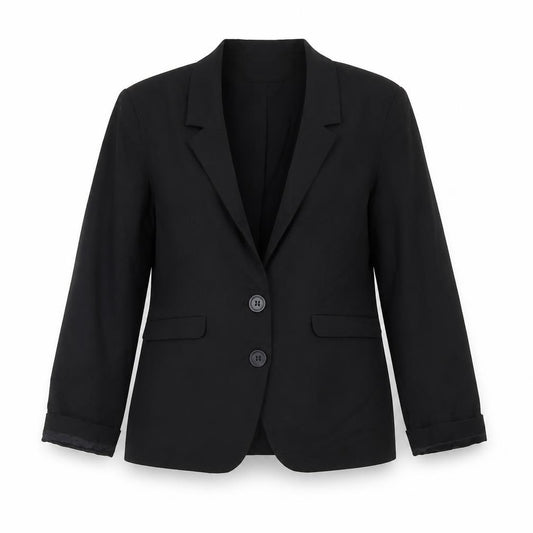 Front view of Kookai women’s black, size UK 12, classic blazer jacket workwear
