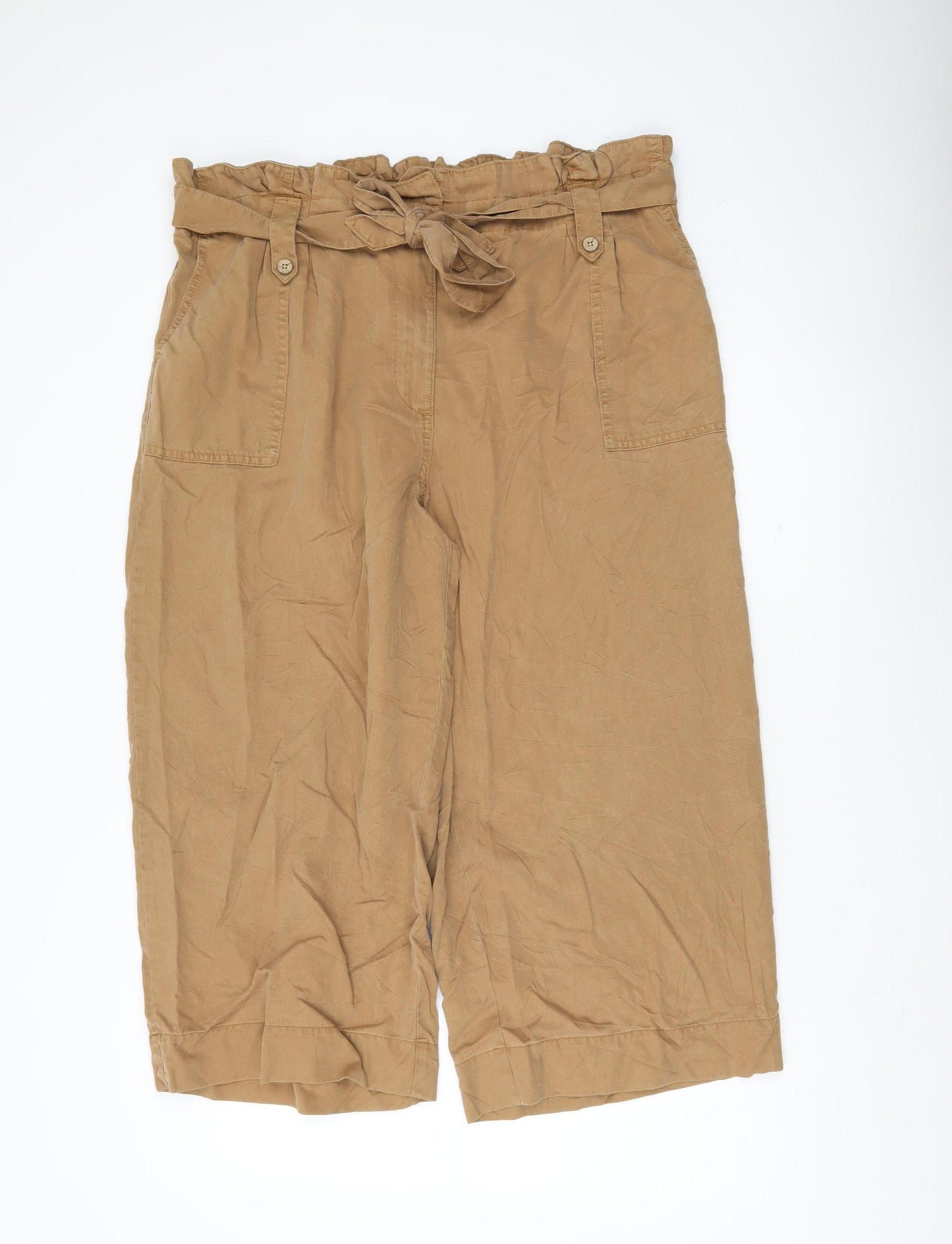 Marks and Spencer Women’s Brown Paperbag Wide-Leg Trousers Size 20
