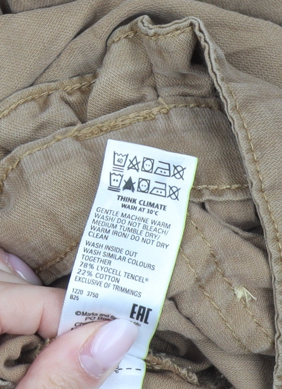 Marks and Spencer Women’s Brown Paperbag Wide-Leg Trousers Size 20