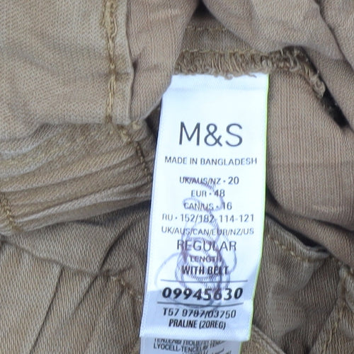 Marks and Spencer Women’s Brown Paperbag Wide-Leg Trousers Size 20