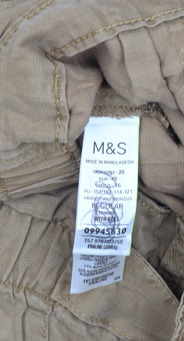 Marks and Spencer Women’s Brown Paperbag Wide-Leg Trousers Size 20