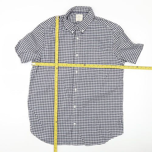 Marks and Spencer Men Blue Check L Regular Fit Short Sleeve Shirt