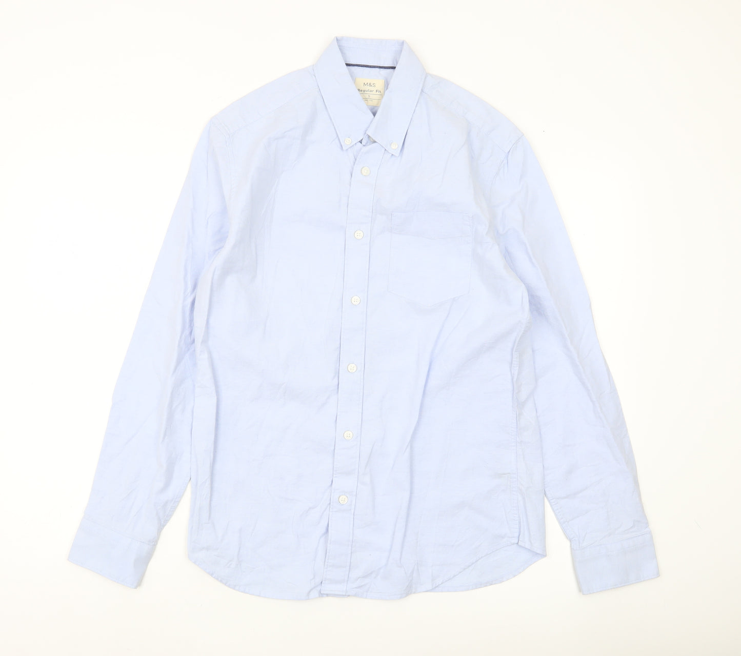 Marks and Spencer Men’s Blue Regular Fit Button-Up Shirt S