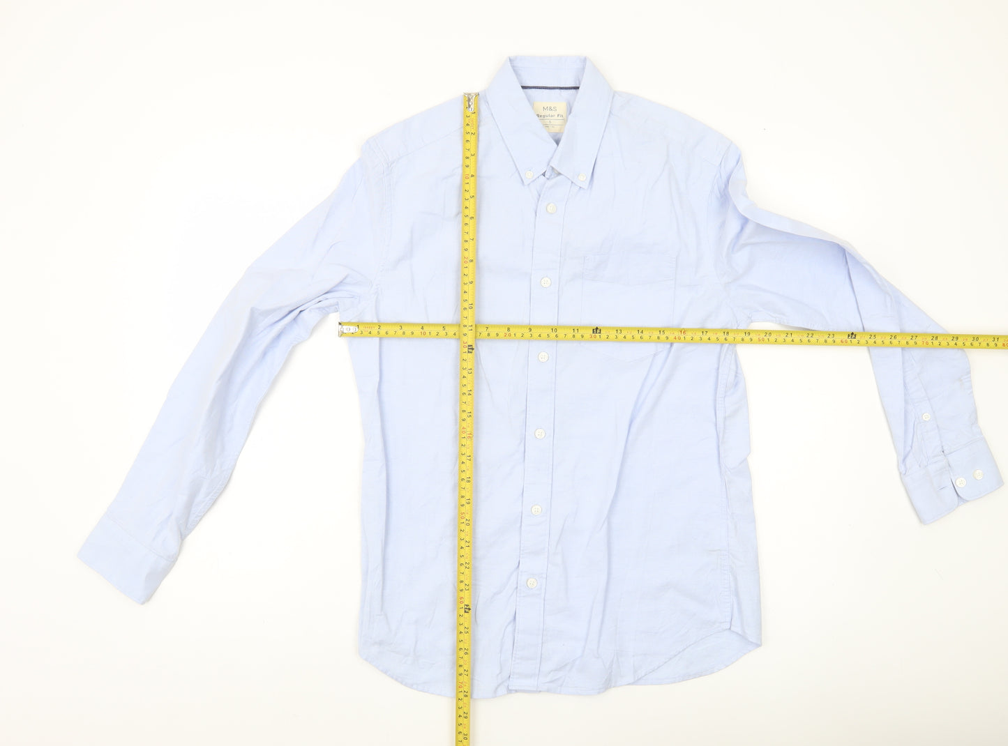 Marks and Spencer Men’s Blue Regular Fit Button-Up Shirt S