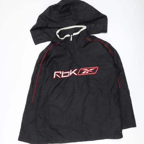 Reebok Boys Black 14Y Nylon Windbreaker Jacket with Hood