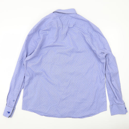 Jeff Banks Men’s Blue Cotton Button-Up Shirt Size 17 Long Sleeve