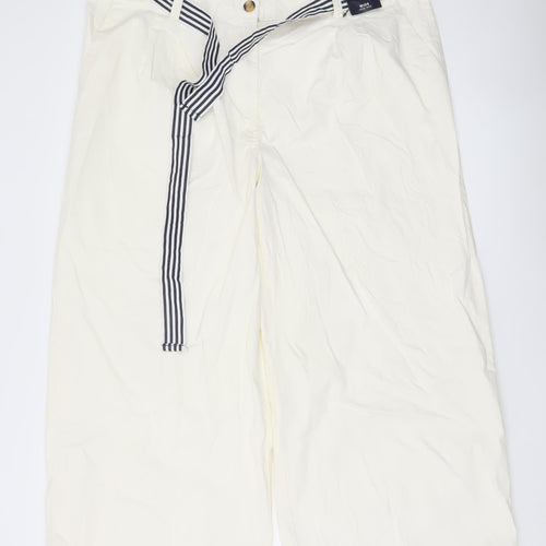 Marks and Spencer Women’s Ivory Chino Trousers Size 20 Slim Wide-Leg