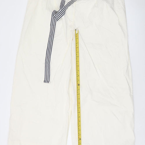 Marks and Spencer Women’s Ivory Chino Trousers Size 20 Slim Wide-Leg
