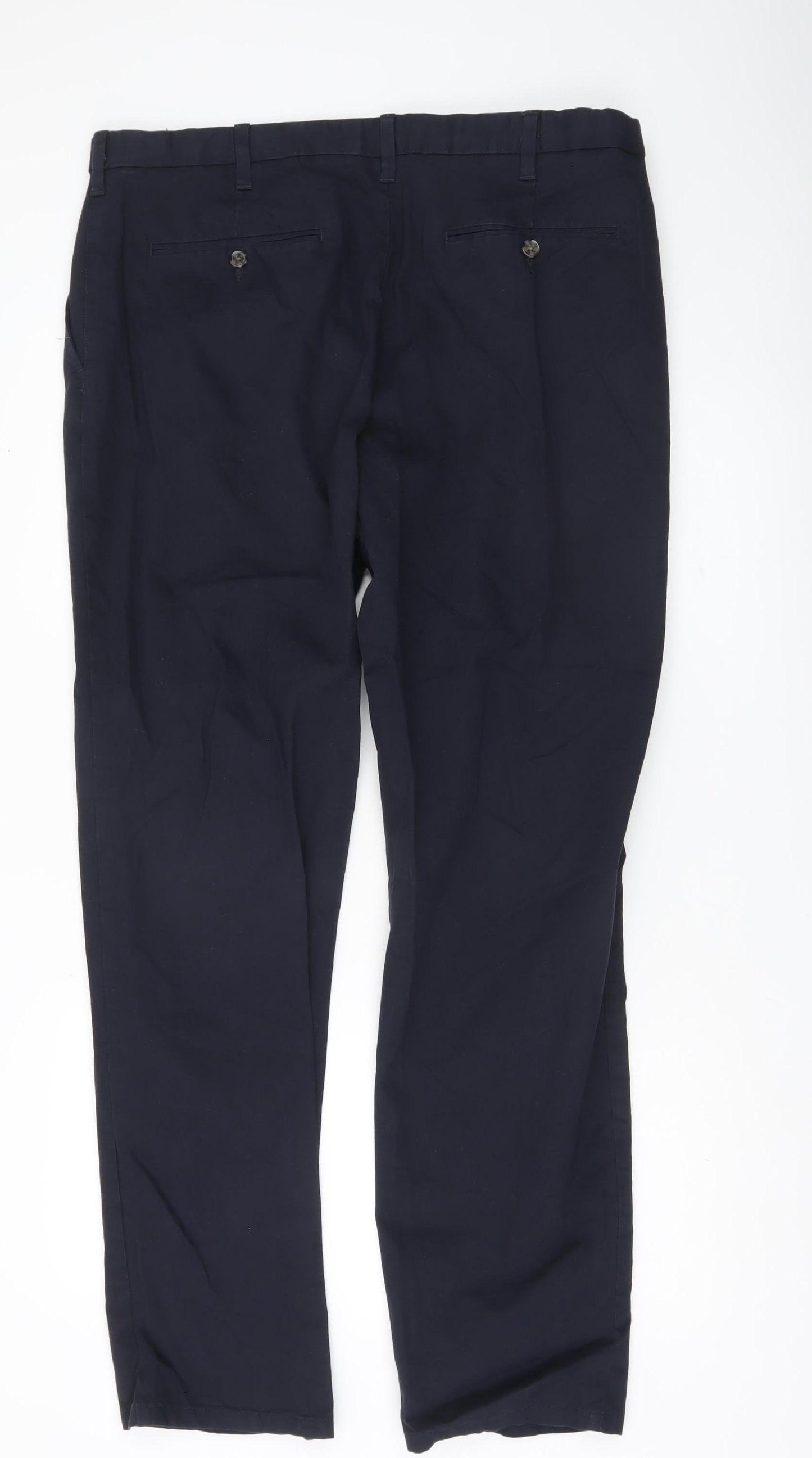 Marks and Spencer Men’s Blue Chino Trousers 38W 33L Regular Fit