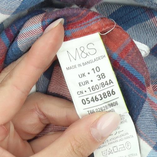 Marks and Spencer Womens Multicoloured Plaid Button-Up Shirt Size 10
