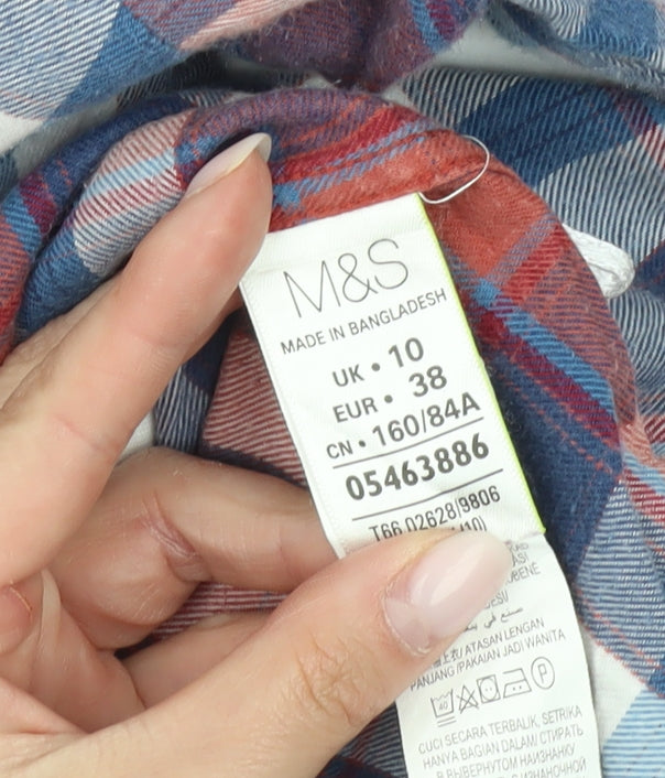 Marks and Spencer Womens Multicoloured Plaid Button-Up Shirt Size 10