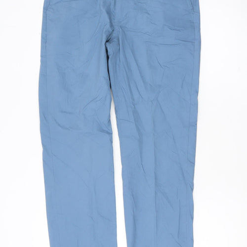 Marks and Spencer Mens Blue Chino Trousers 30W 33L Straight Fit