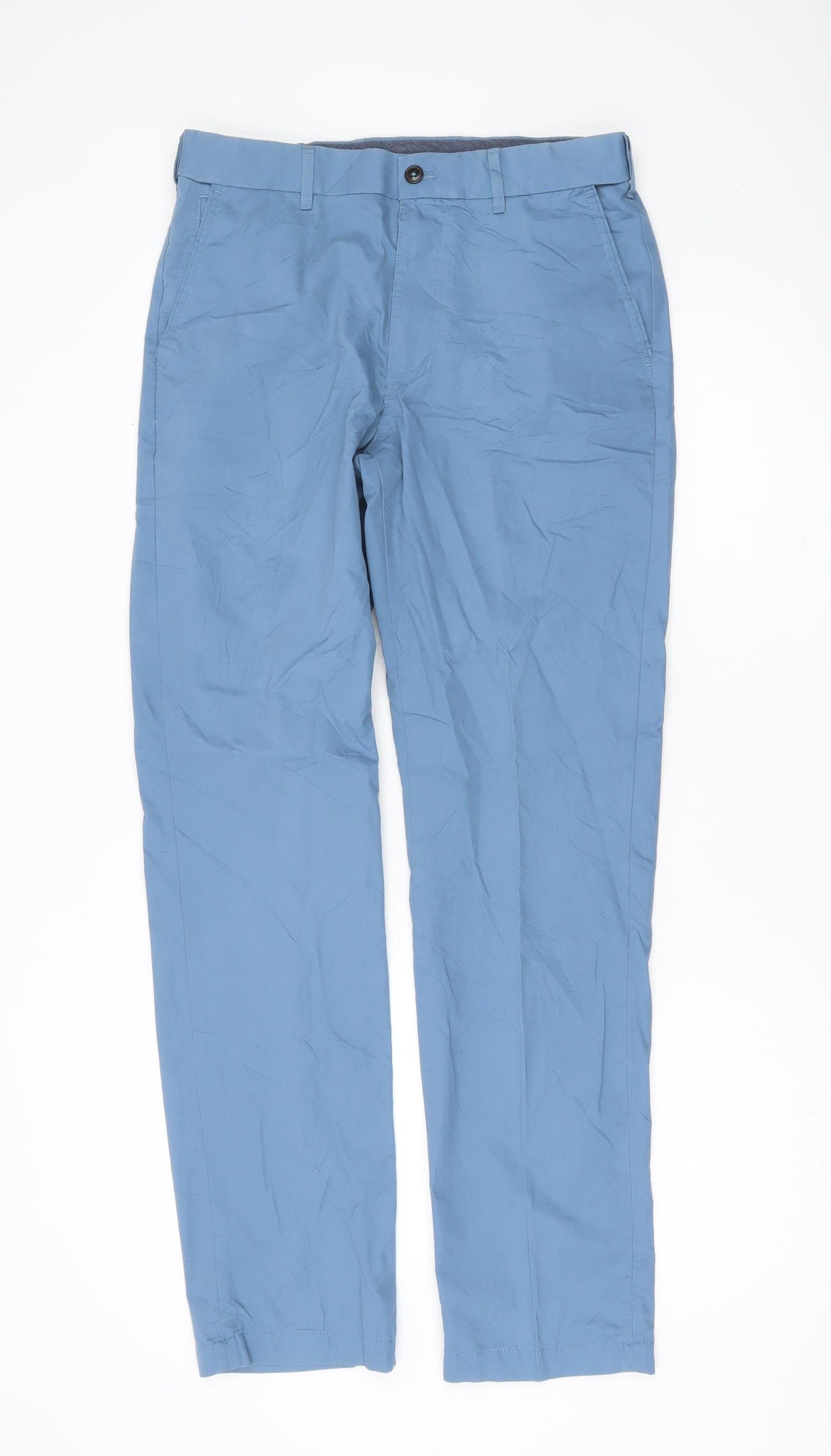 Marks and Spencer Mens Blue Chino Trousers 30W 33L Straight Fit