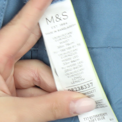 Marks and Spencer Mens Blue Chino Trousers 30W 33L Straight Fit