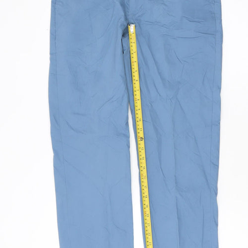 Marks and Spencer Mens Blue Chino Trousers 30W 33L Straight Fit