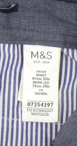 Marks and Spencer Men’s Blue Chino Trousers 32W 29L Straight Fit