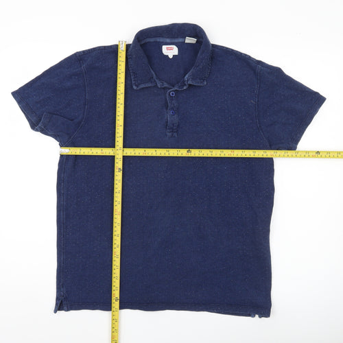 Levi's Men's Blue Cotton Polo Shirt Size L Short Sleeve Casual