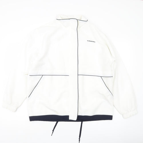 Diadora Men’s White Polyester Windbreaker Jacket Size M