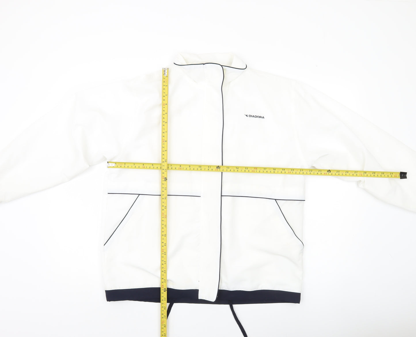 Diadora Men’s White Polyester Windbreaker Jacket Size M