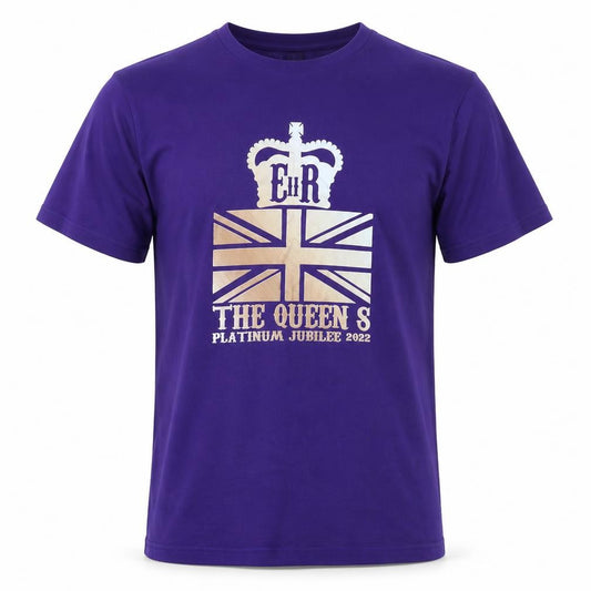 Front view of Gildan Men's Purple Medium Crew Neck Graphic Print T-Shirt Jubilee 2022