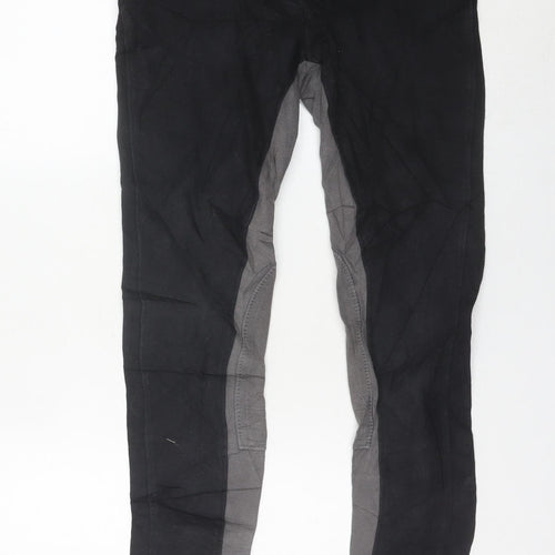Girls Black Grey Riding Jodhpurs Trousers Size 32R Child Slim Fit