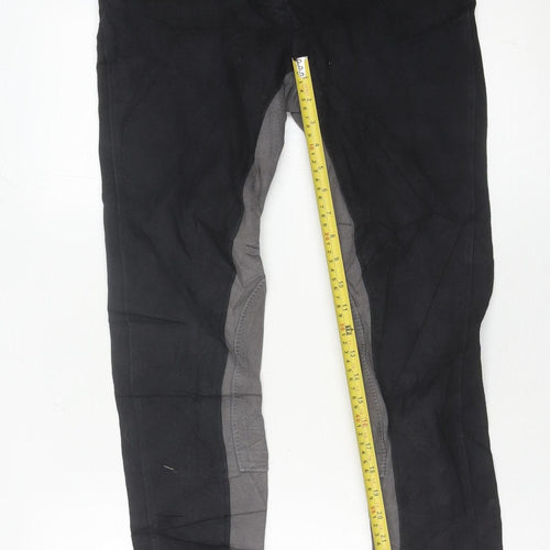 Girls Black Grey Riding Jodhpurs Trousers Size 32R Child Slim Fit