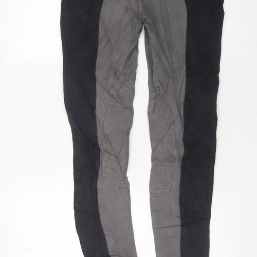 Girls Black Grey Riding Jodhpurs Trousers Size 32R Child Slim Fit