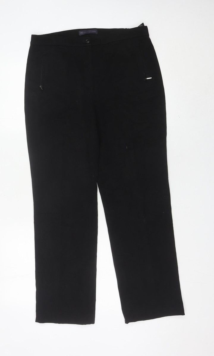 Marks and Spencer Women Black Size 10 Straight Leg Trousers