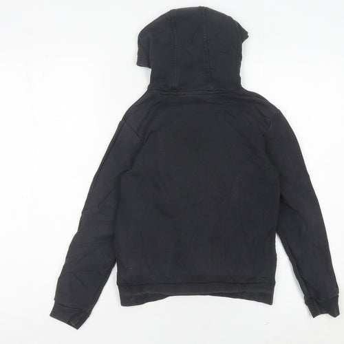Adidas Boys Black Pullover Hoodie 9-10 Years Cotton Blend Logo Sweatshirt
