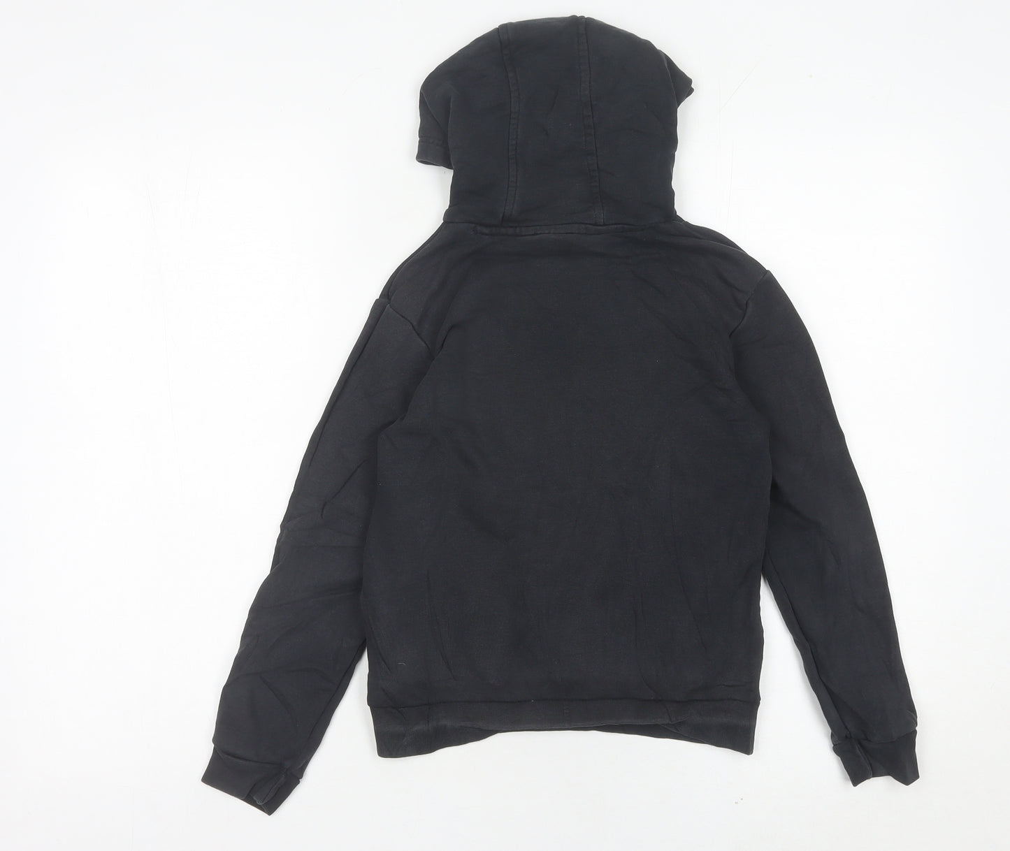 Adidas Boys Black Pullover Hoodie 9-10 Years Cotton Blend Logo Sweatshirt