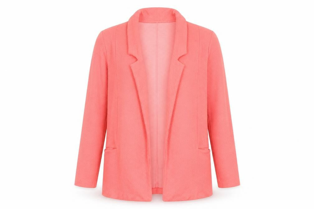 Front view of River Island Women’s Pink Shawl Collar Blazer, size UK 8