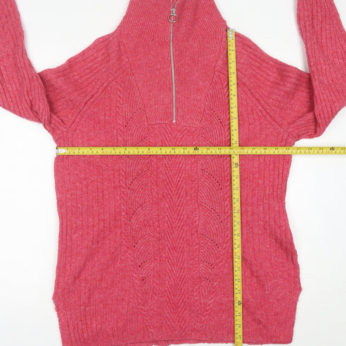Marks and Spencer Women’s Pink Cable-Knit High Neck Pullover Jumper M