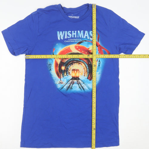 Wishmas Men's Blue M Christmas Graphic Short Sleeve Cotton T-Shirt
