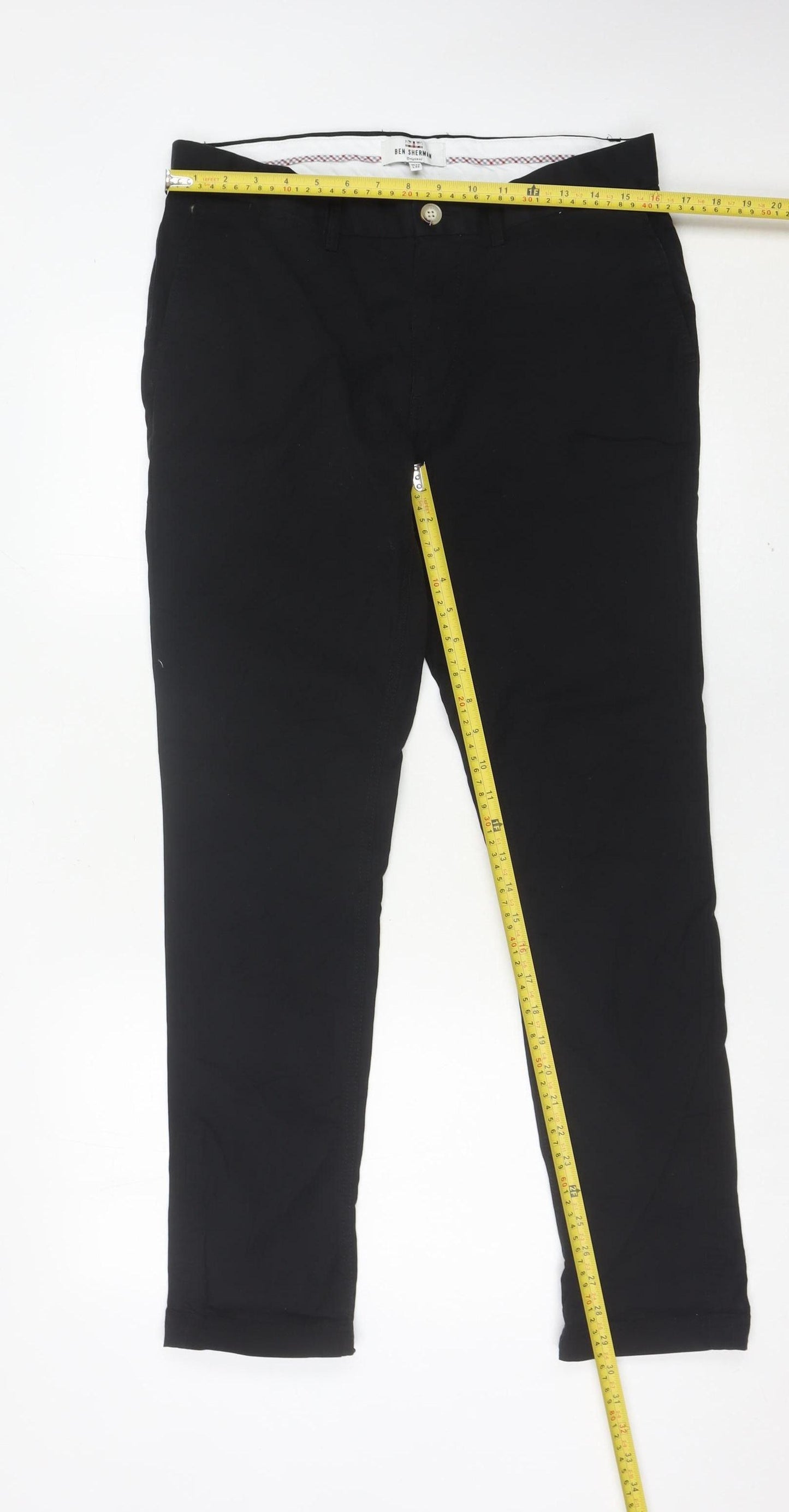 Ben Sherman Men's Black Chino Slim Fit Trousers W33 L32