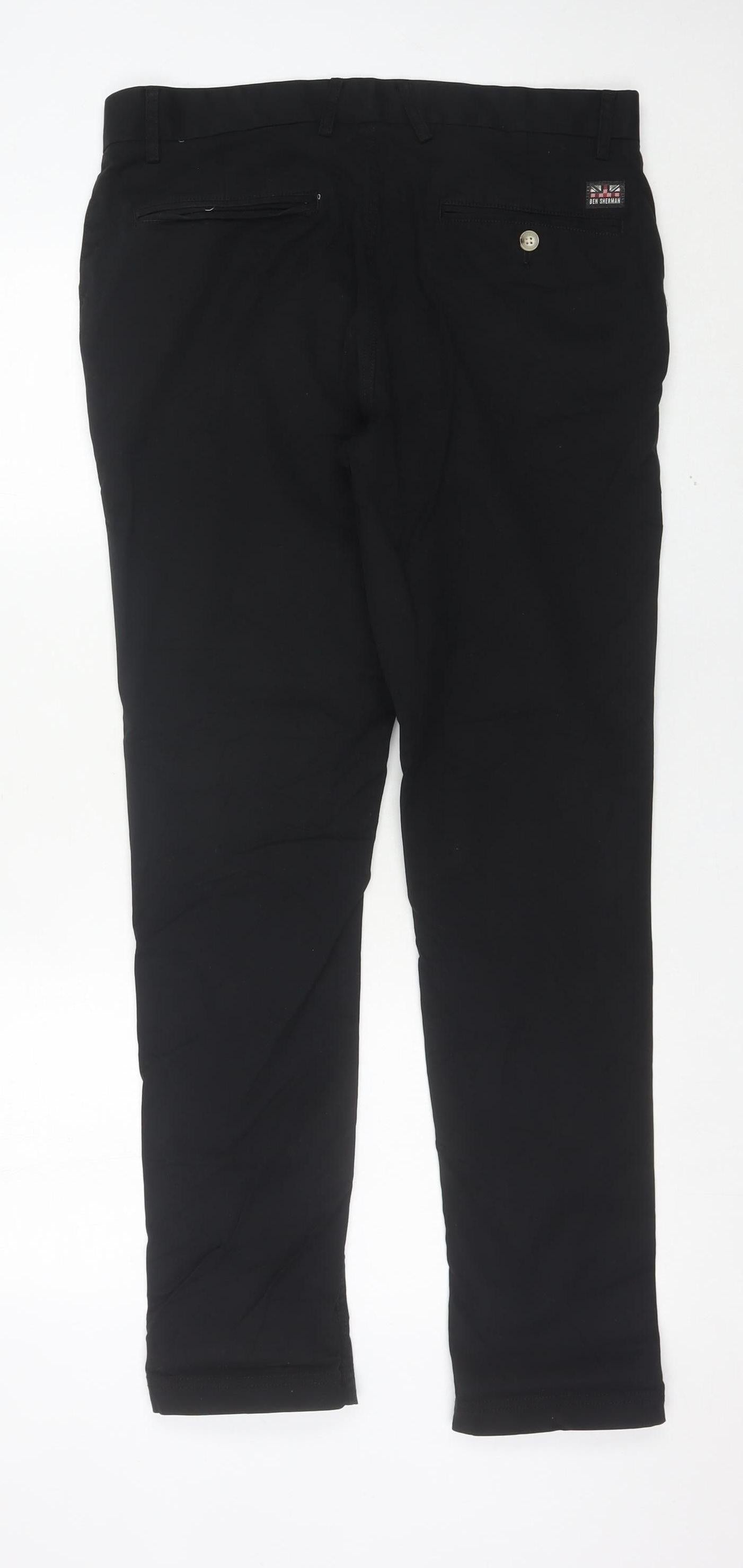 Ben Sherman Men's Black Chino Slim Fit Trousers W33 L32