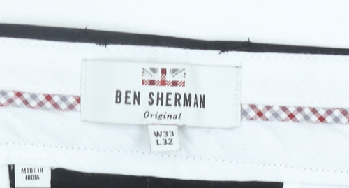 Ben Sherman Men's Black Chino Slim Fit Trousers W33 L32