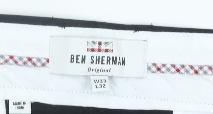 Ben Sherman Men's Black Chino Slim Fit Trousers W33 L32