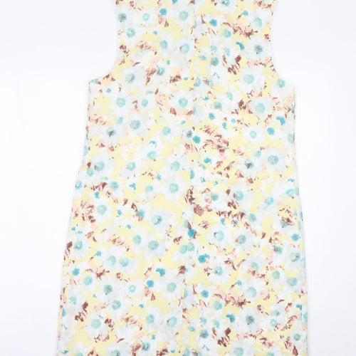 Marks and Spencer Womens Yellow Floral Shift Dress Size 14 Sleeveless