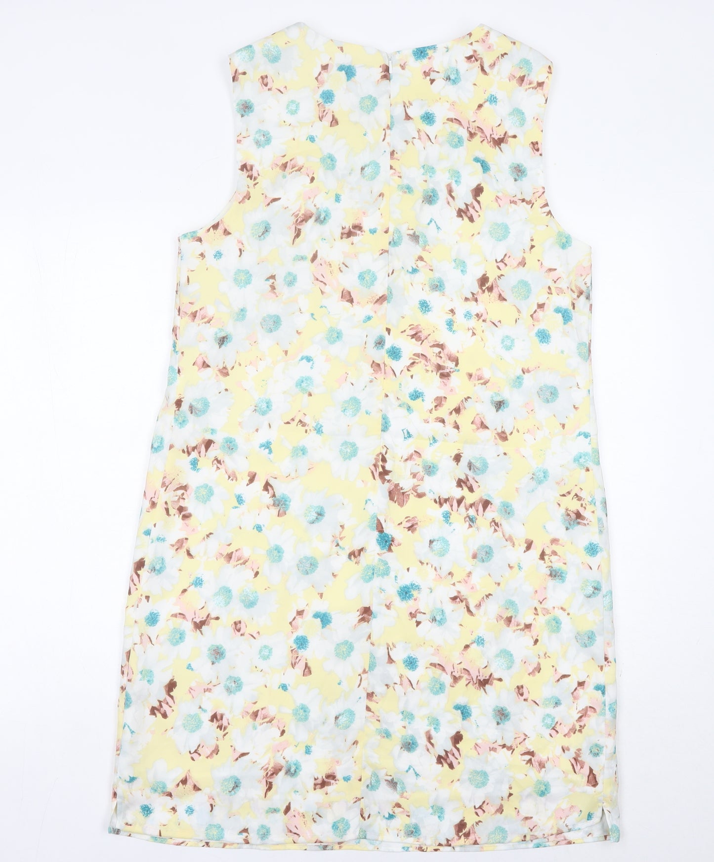 Marks and Spencer Womens Yellow Floral Shift Dress Size 14 Sleeveless