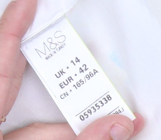 Marks and Spencer Womens Yellow Floral Shift Dress Size 14 Sleeveless