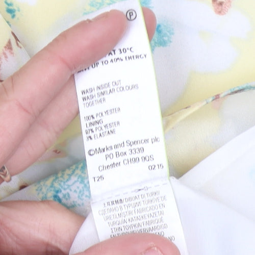 Marks and Spencer Womens Yellow Floral Shift Dress Size 14 Sleeveless