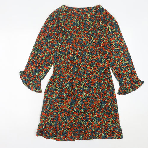 Brave Soul Womens Multicoloured Floral Wrap Dress XS Short 3/4 Sleeve Ruffle
