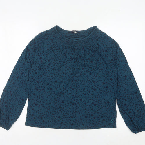 Joules Womens Blue Star Print Long Sleeve Tunic Blouse Size 8