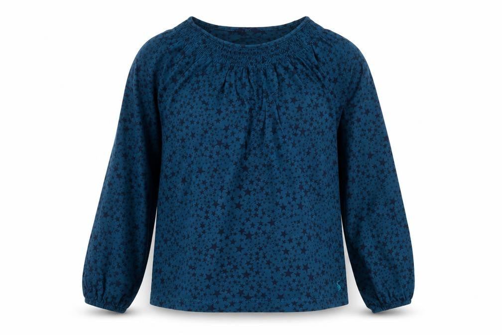 Joules Womens Blue Star Print Long Sleeve Tunic Blouse Size 8